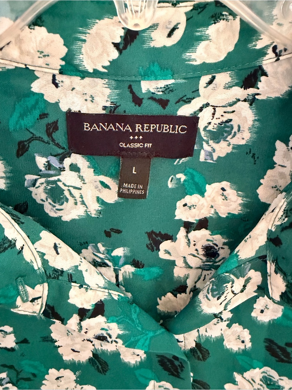 Ladies Sz Large "Banana Republic" Green Floral Sleeveless Blouse Classic Fit GUC - Picture 2 of 6
